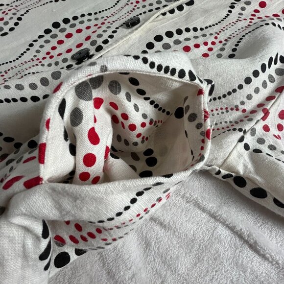 M Square Womens Tunic Top Linen Long Sleeve Button Down Asymmetric Dots One Size - Picture 7 of 10